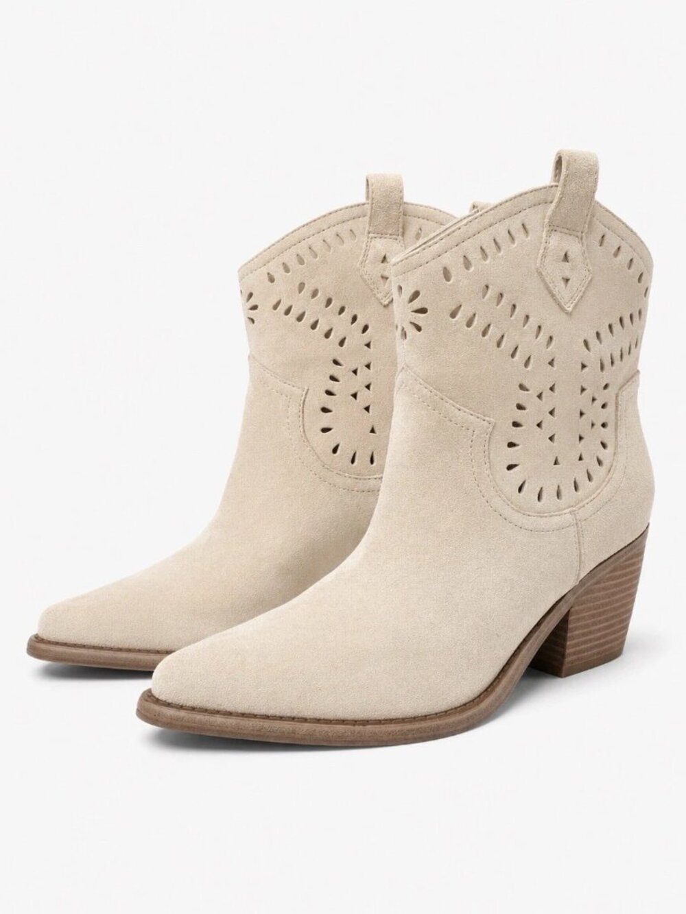 Marc Fisher Giddyup Taupe Suede Cowboy Ankle Boots Size 7.5M - New